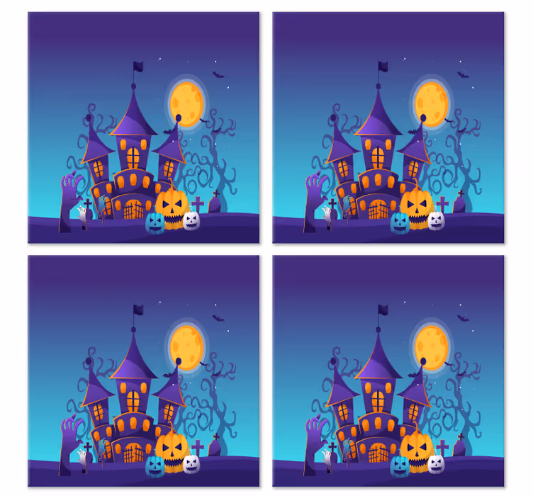 Spookachtig kerkhof met vleermuizen halloween onderzetter - TenStickers