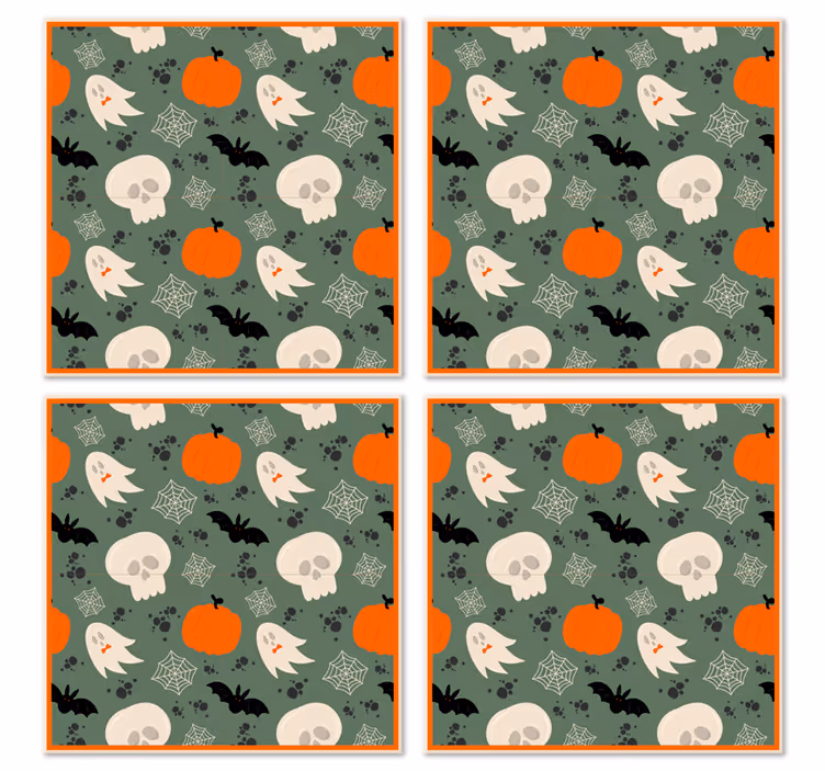 Pompoenen, spoken en spinnen halloween onderzetter - TenStickers