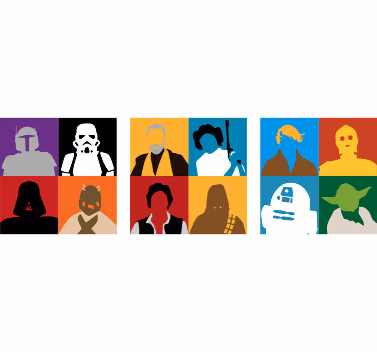 Enge onderzetters iconische personages silhouetten - TenStickers