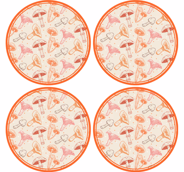 Enge onderzetters met speelse paddenstoelenillustratie - TenStickers