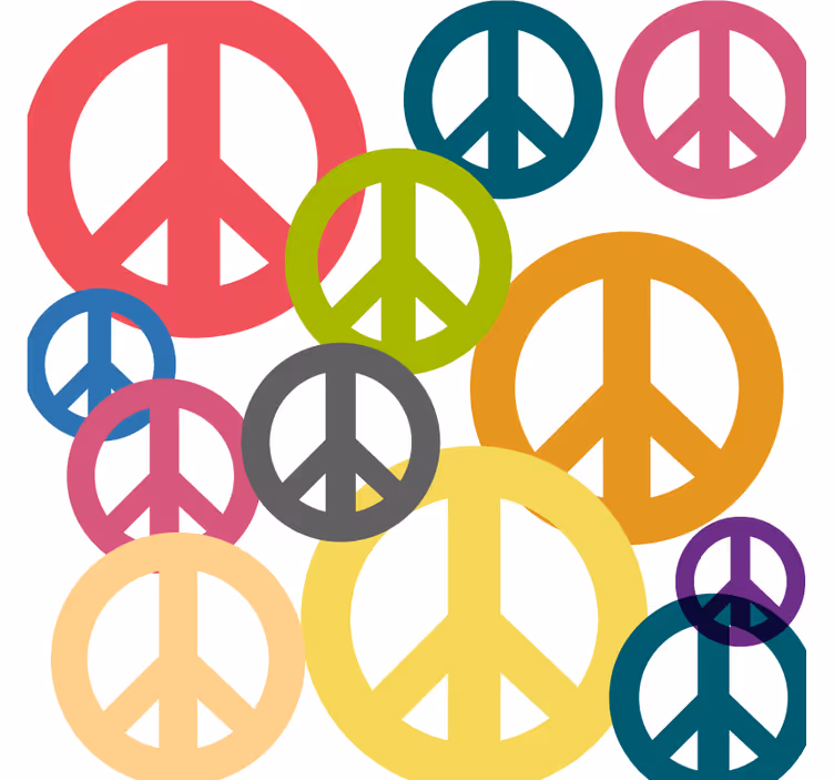 Enge onderzetters met levendige vrede-iconen - TenStickers