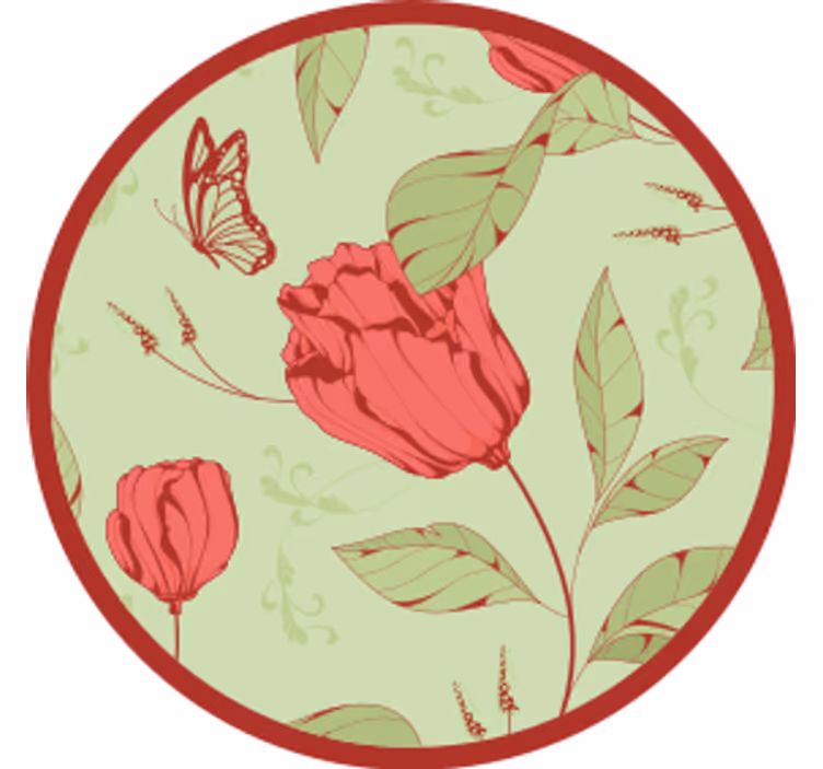 Moderne onderzetters met bloemenpatroon en vlinder - TenStickers