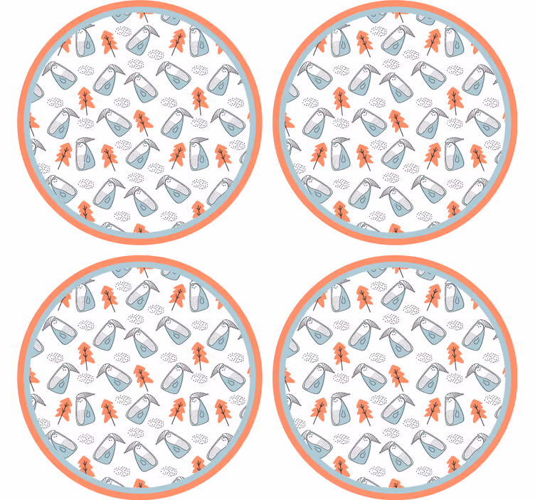Enge onderzetters met een eigenzinnig bladenpatroon - TenStickers