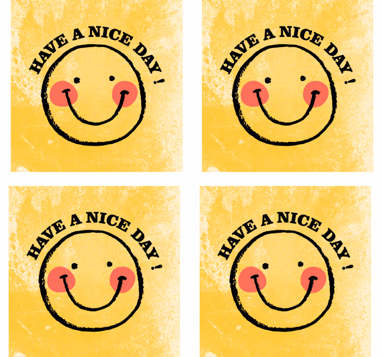 Citaat onderzetters vrolijke smiley met groet - TenStickers
