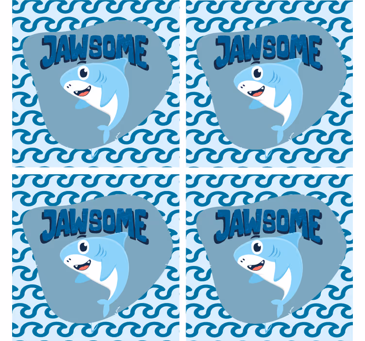 Enge onderzetters cartoonhaai met golven - TenStickers