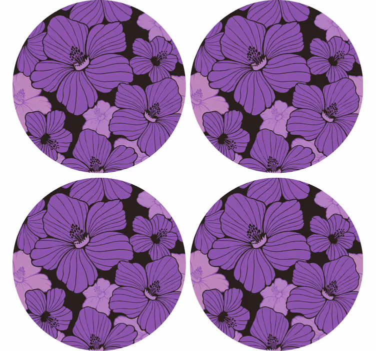 Onderzetters prachtig paarse bloemenpatroon - TenStickers