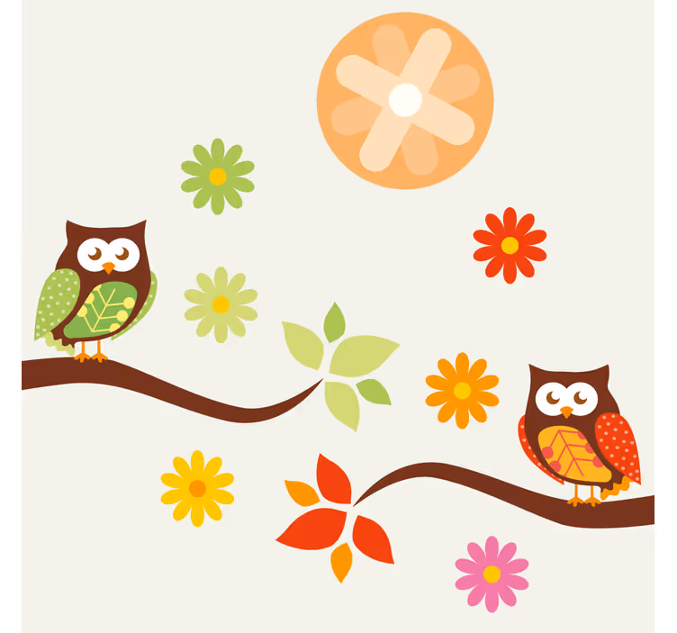 Enge onderzetters schattige uilen en bloemen - TenStickers