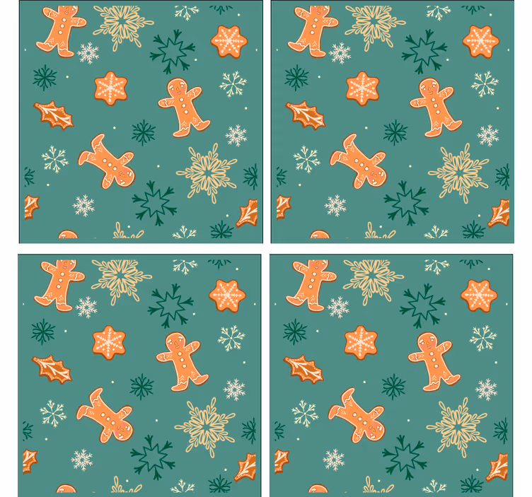 Kerst onderzetters met peperkoekpatroon - TenStickers