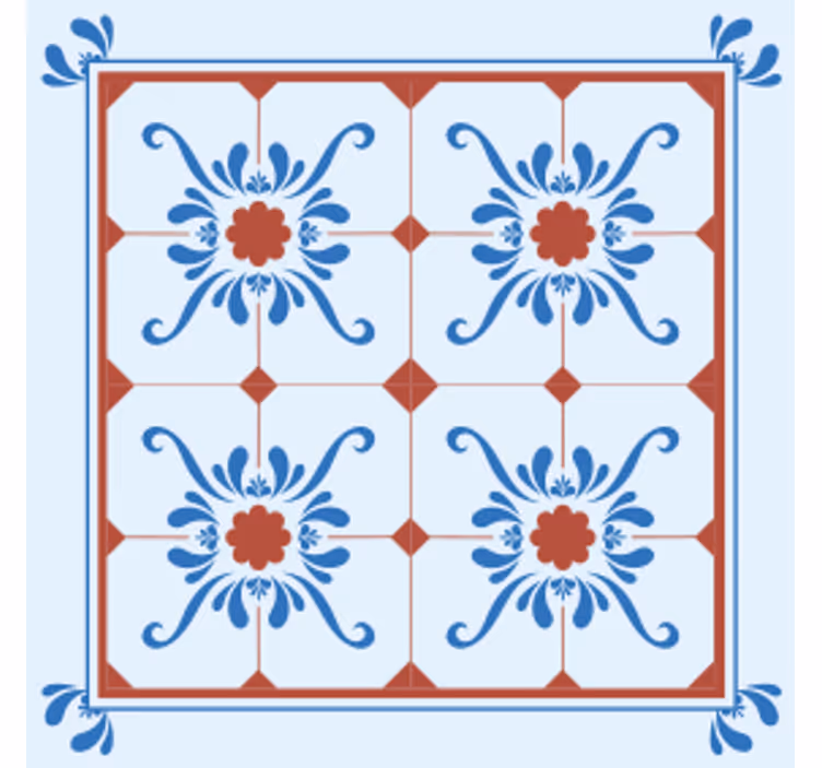 Tegel onderzetters met decoratief bloemmotief - TenStickers