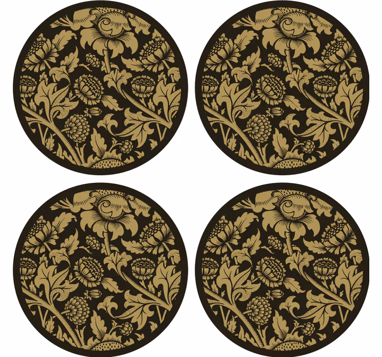 Vintage onderzetters bloemenpatroon goud - TenStickers