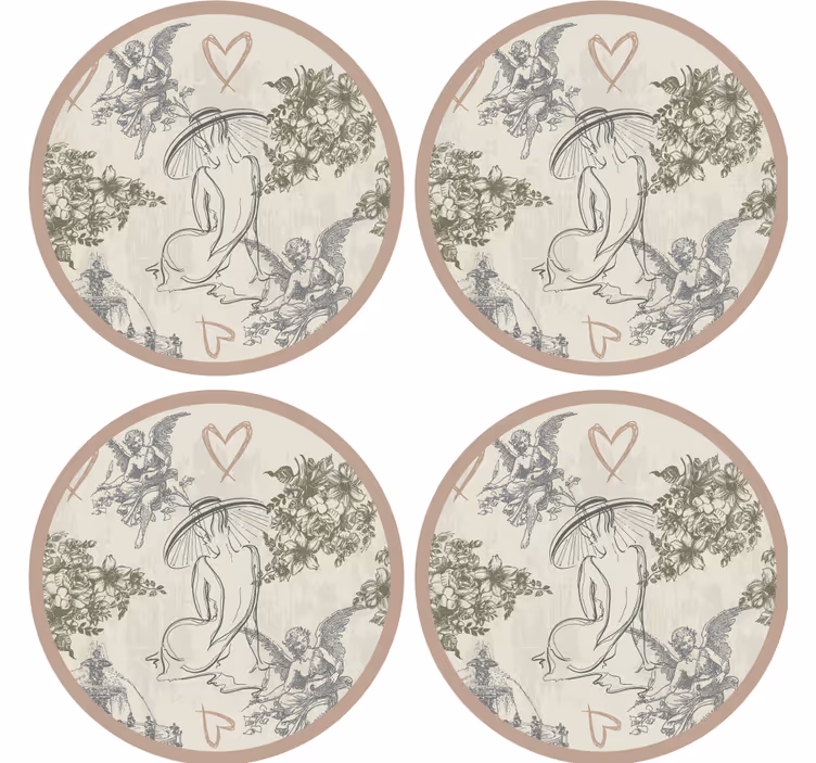 Vintage onderzetters elegante bloemfiguren - TenStickers