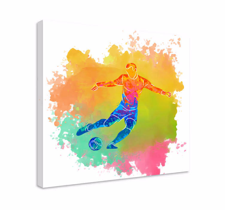 Dynamische voetbalactie canvas schilderij sporten - TenStickers
