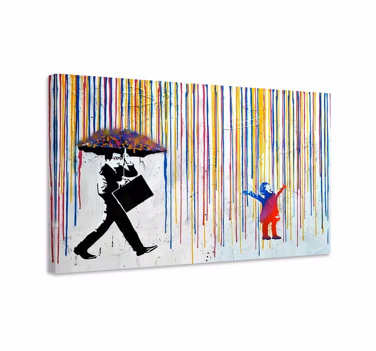 Kleurrijke regen Canvas schilderij kunst - TenStickers