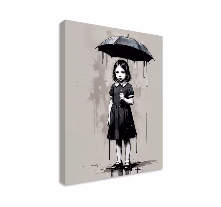 Paraplu meisje Canvas schilderij kunst - TenStickers