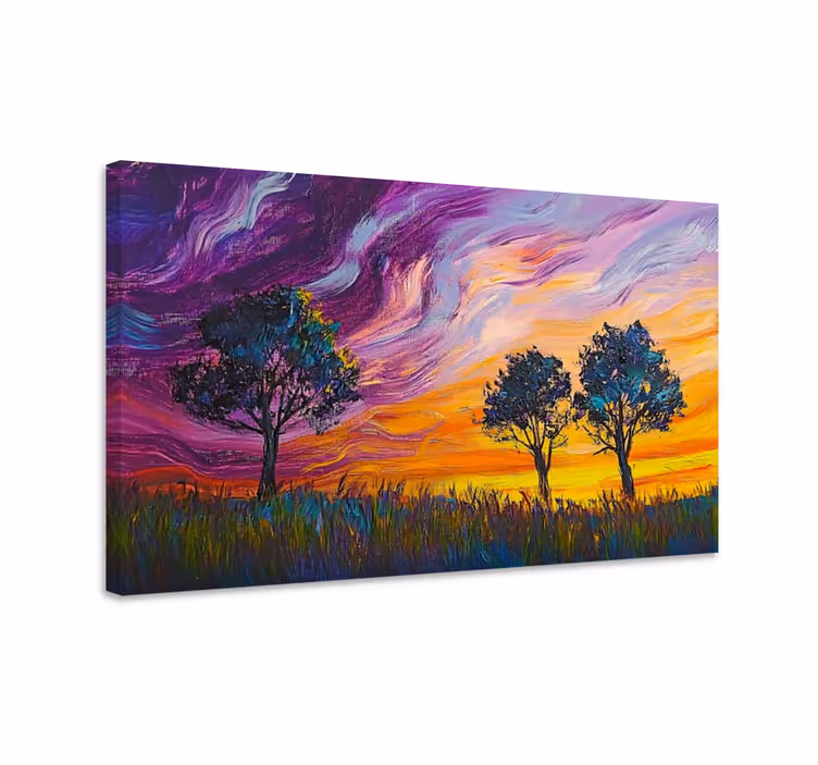 Kleurrijke lucht en bomen Canvas landschap - TenStickers