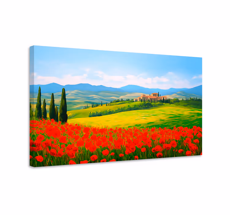 Rode bloemen veld Canvas landschap - TenStickers