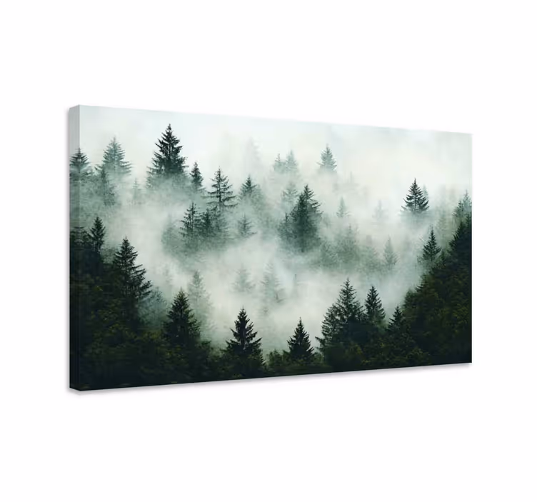 Mistig bos Canvas landschap - TenStickers
