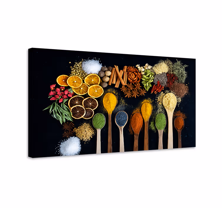 Kleurrijke kruiden canvas schilderij keuken - TenStickers