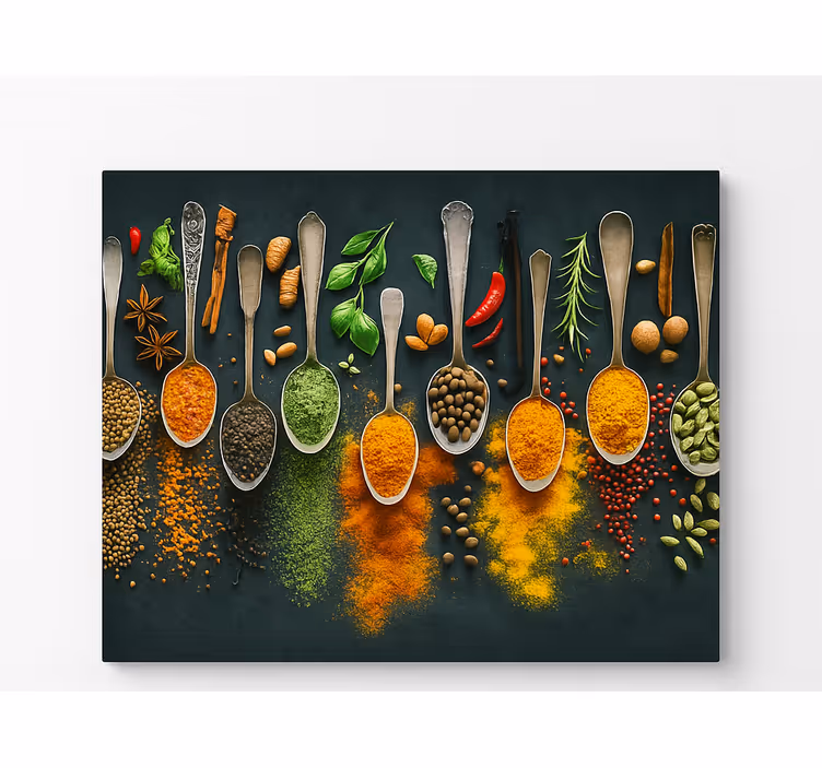 Kruiden op lepels canvas schilderij keuken - TenStickers