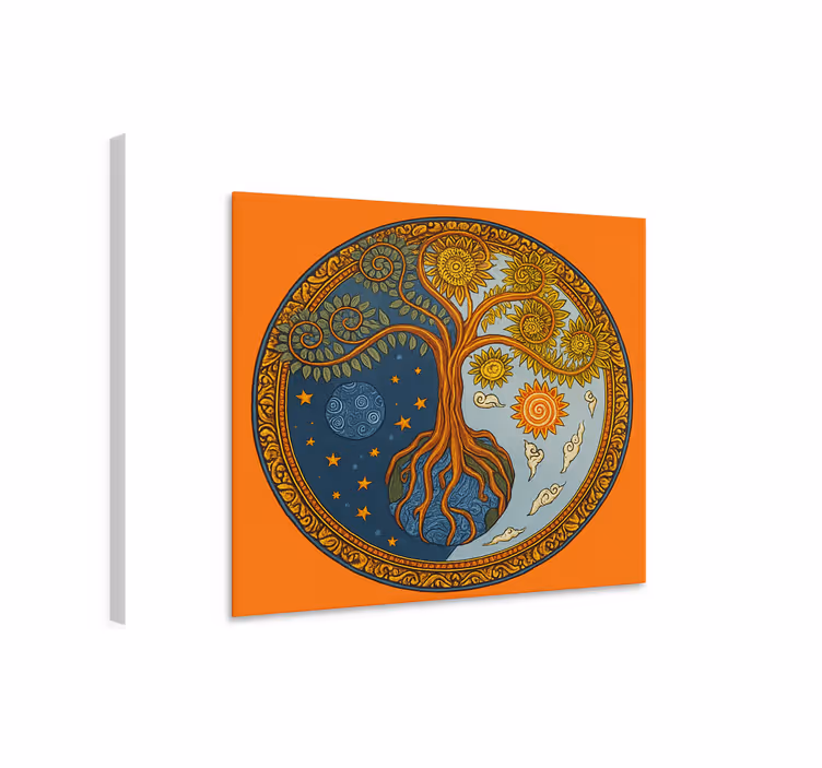 Spirituele levensboom Canvas schilderij woonkamer - TenStickers