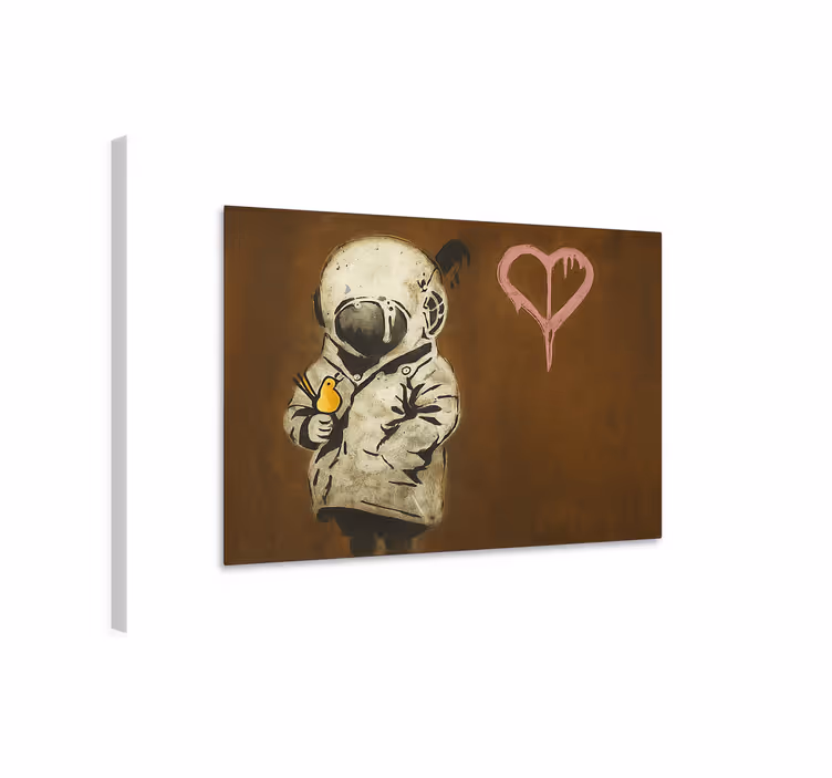 Ruimtemeisje en vogel Canvas schilderij kunst - TenStickers
