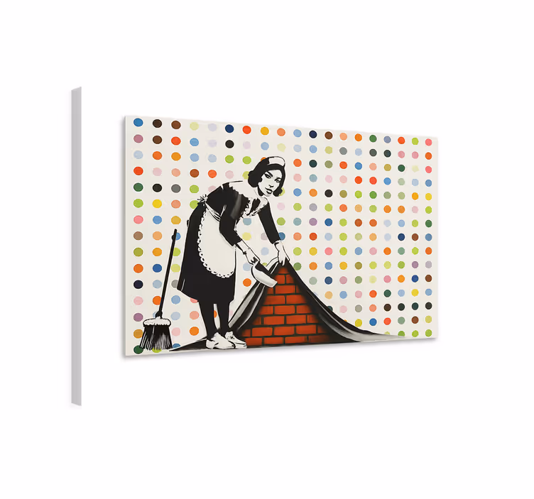 Kleurrijk vegen onder tapijt Canvas schilderij kunst - TenStickers