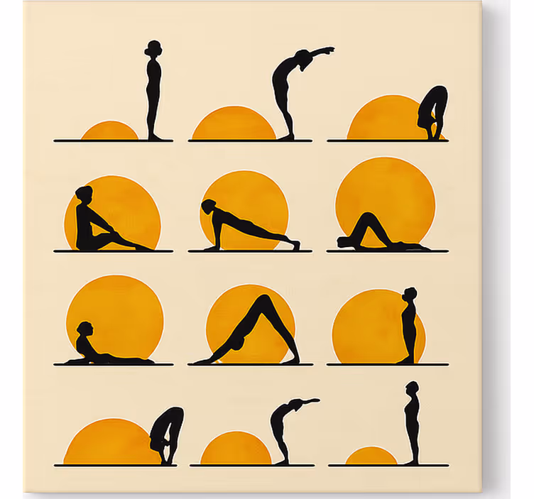 Zonneyoga-posities canvas schilderij sporten - TenStickers