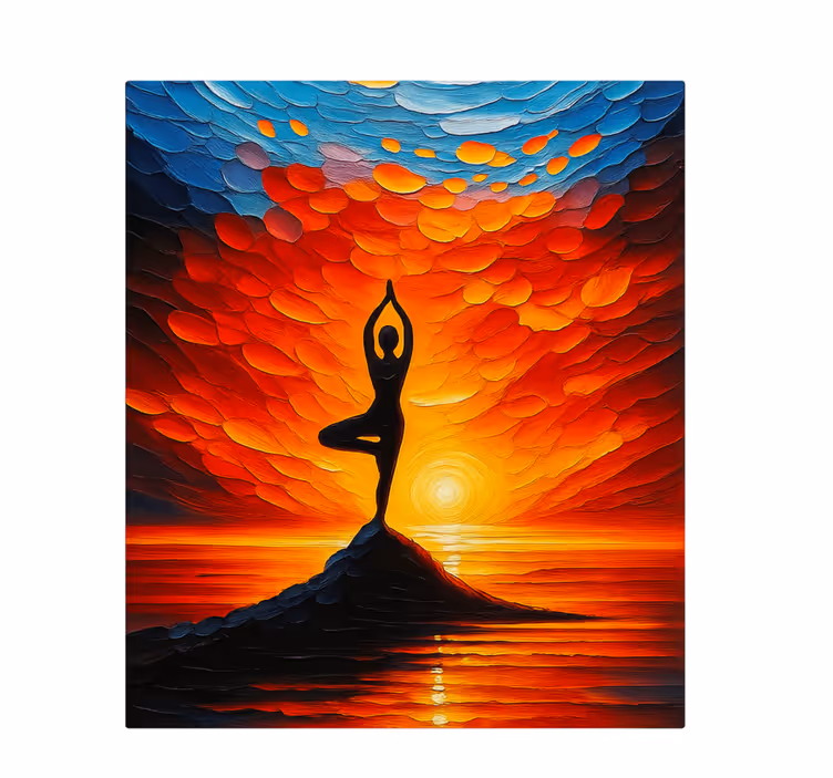 Yogamozaïek met zon canvas schilderij sporten - TenStickers