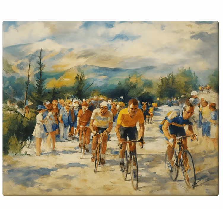 Portret van mountainbikers canvas schilderij sporten - TenStickers