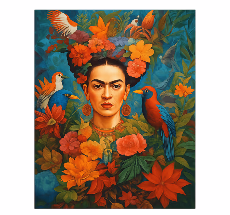 Frida kahlo exotische vogels Canvas schilderij kunst - TenStickers