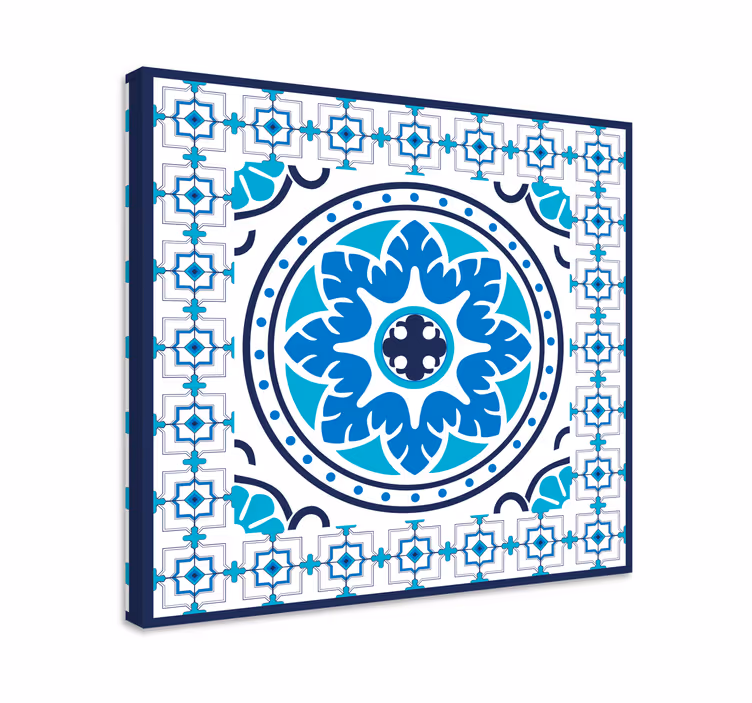 Blauw canvas schilderij blauwe tegels - TenStickers