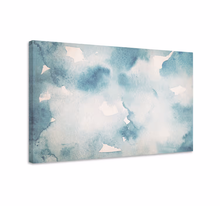 Blauw canvas schilderij japandi stijl blauwe golven - TenStickers