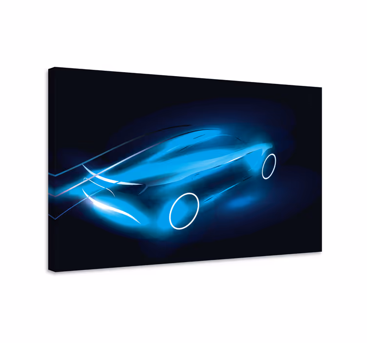 Blauw canvas schilderij bolide skelet - TenStickers