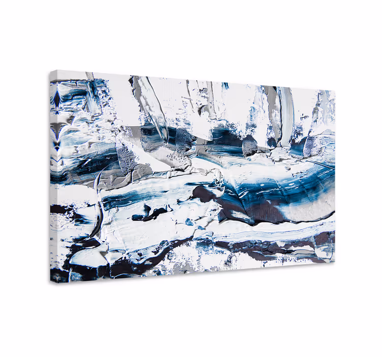 Blauw canvas schilderij crème textuur schilderij - TenStickers