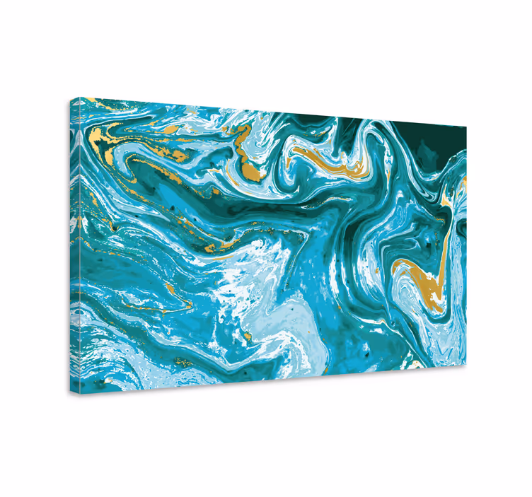 Blauw canvas schilderij turquoise marmer effect - TenStickers