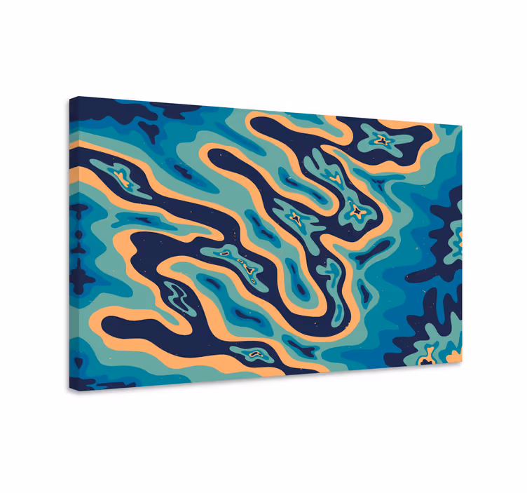 Blauw canvas schilderij moderne blauwe elementen - TenStickers