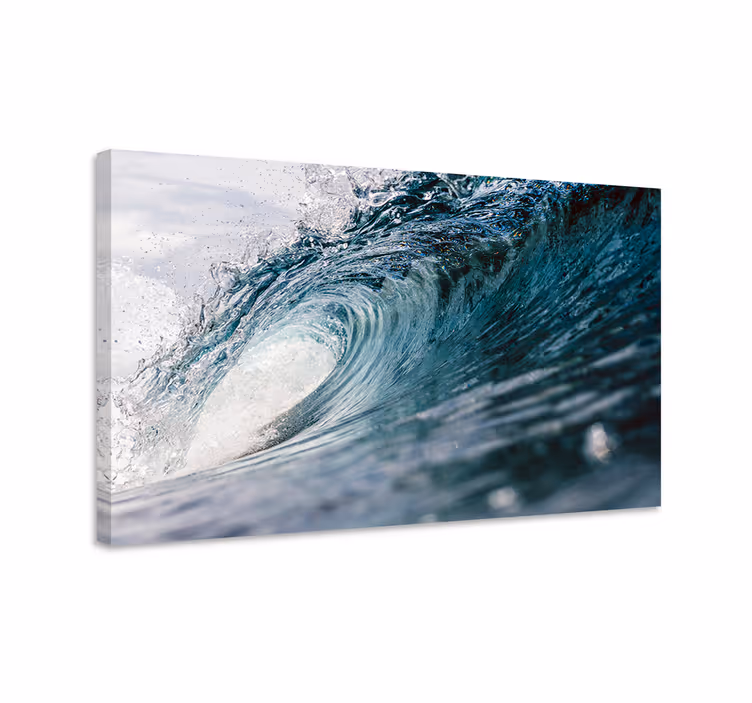 Blauw canvas schilderij grote golven - TenStickers
