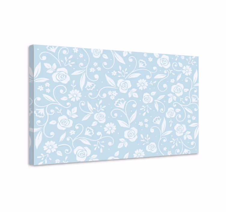 Blauw canvas schilderij blauwe bloem ornament - TenStickers
