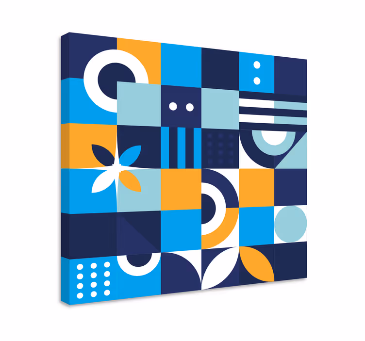 Blauw canvas schilderij geometrisch design - TenStickers