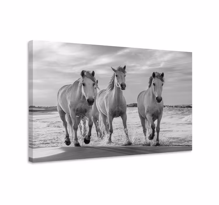 Paarden schilderij op canvas rennende paarden - TenStickers