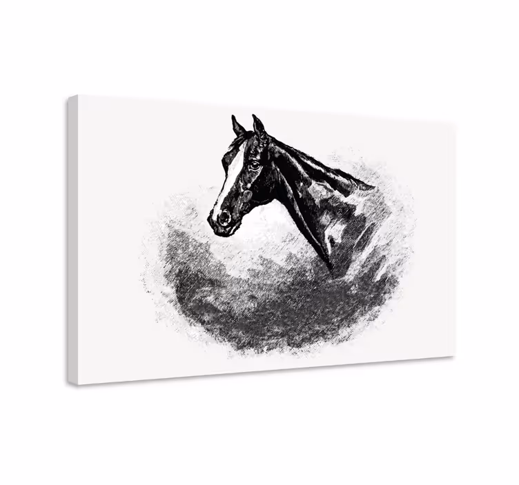 Paarden schilderij op canvas grafietpaarden - TenStickers