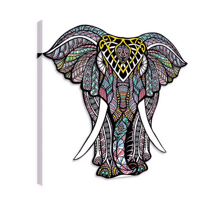Canvas schilderij olifant mandala vinyltapijt - TenStickers