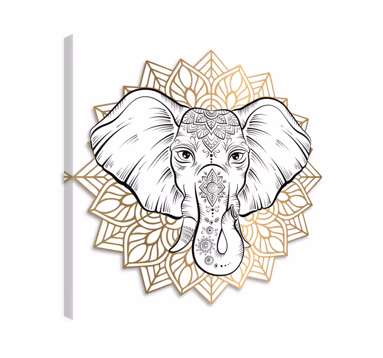 Canvas schilderij olifant mandala olifant - TenStickers