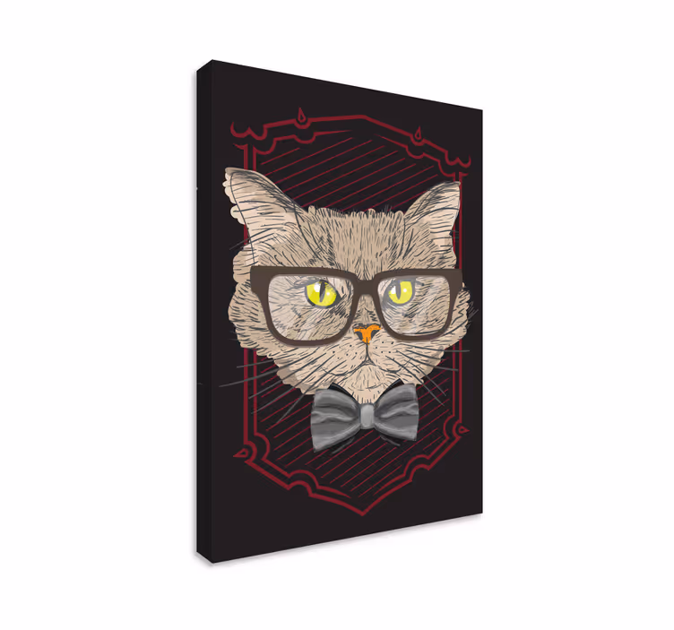 Canvas schilderij kat met bril - TenStickers