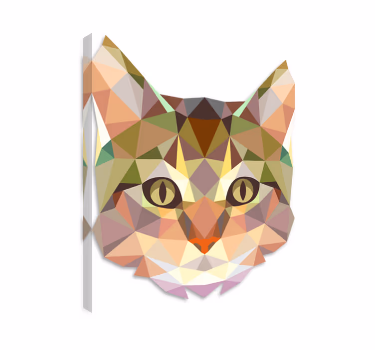 Canvas schilderij kat geometrisch kattenhoofd - TenStickers