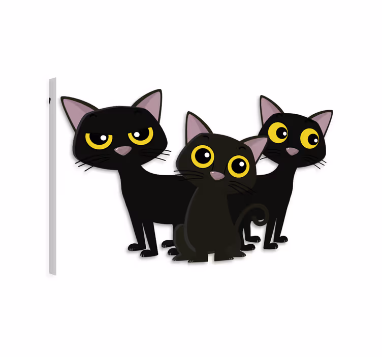 Canvas schilderij kat zwarte kittens - TenStickers