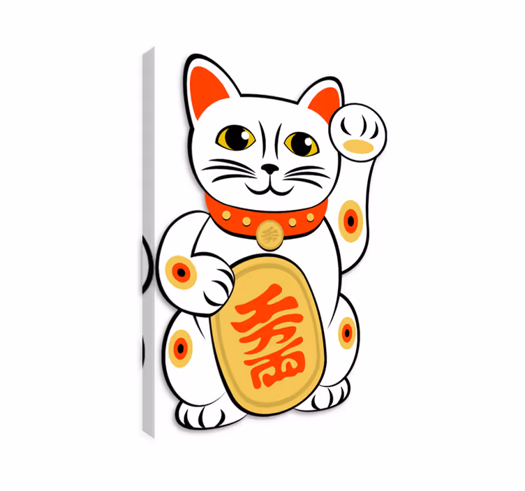 Canvas schilderij kat chinees decoratief vinyl - TenStickers