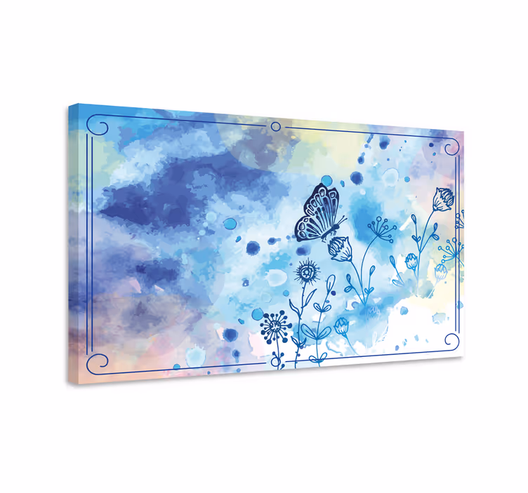 Canvas schilderij vlinder bloemen en vlinders - TenStickers