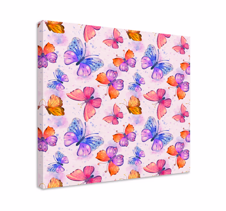 Canvas schilderij vlinder kleurrijke aquarel - TenStickers