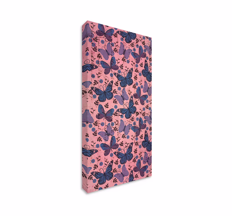Canvas schilderij vlinder paarse tinten met quotes - TenStickers